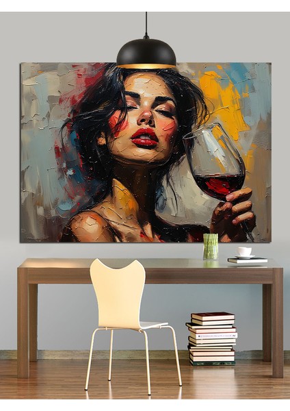Kırmızı Ruj Kadın Dekoratif Kanvas - Mdf Ahşap Tablo fırsatları