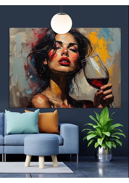 Kırmızı Ruj Kadın Dekoratif Kanvas - Mdf Ahşap Tablo indirimleri