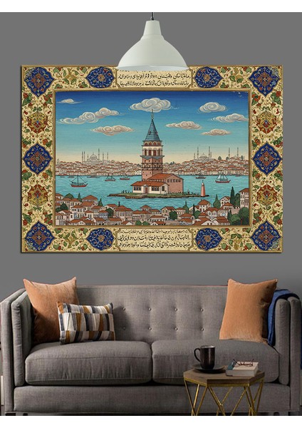 Osmanlı Desenli Kız Kulesi Dekoratif Kanvas - Mdf Ahşap Tablo fiyatları