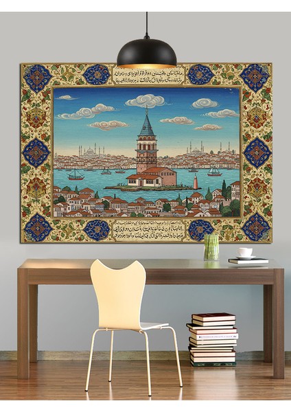 Osmanlı Desenli Kız Kulesi Dekoratif Kanvas - Mdf Ahşap Tablo modelleri