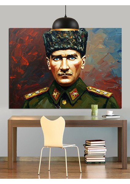 Asker Üniformalı Atatürk Dekoratif Kanvas - Mdf Ahşap Tablo fiyatları