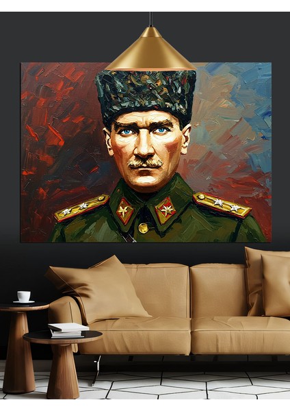 Asker Üniformalı Atatürk Dekoratif Kanvas - Mdf Ahşap Tablo fırsatları