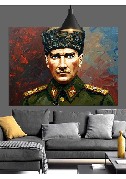 Asker Üniformalı Atatürk Dekoratif Kanvas - Mdf Ahşap Tablo indirimleri