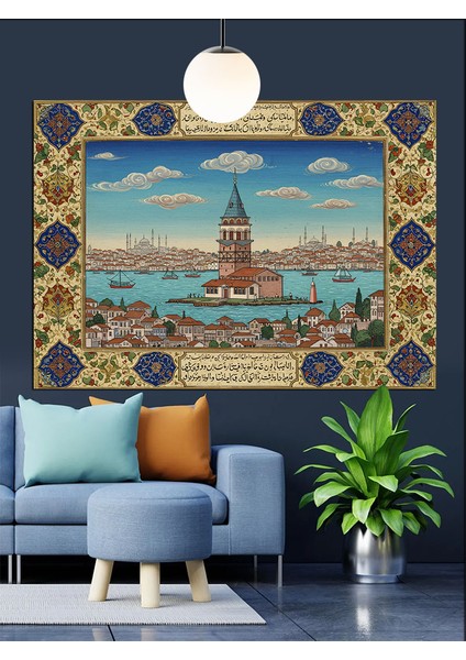Osmanlı Desenli Kız Kulesi Dekoratif Kanvas - Mdf Ahşap Tablo fırsatları