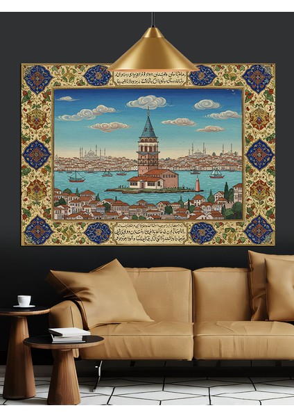 Osmanlı Desenli Kız Kulesi Dekoratif Kanvas - Mdf Ahşap Tablo indirimleri