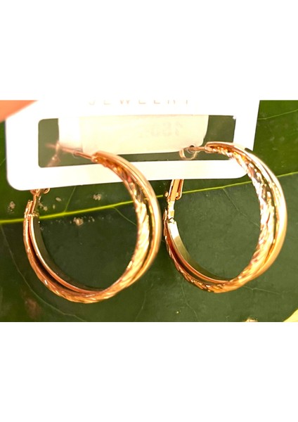 Bronz Renk Lüks Gösterişli Figürlü Halka Küpe