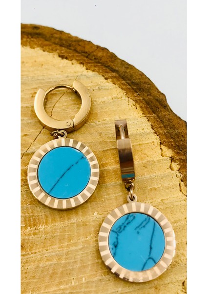 Gold Renk Figürlü Çelik Küpe