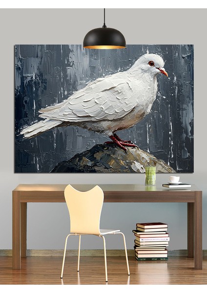 Beyaz Güvercin Çizimi Dekoratif Kanvas - Mdf Ahşap Tablo modelleri