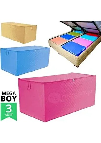 Tela 3 Adet Hurç Yorgan Hurcu 100X50X40 cm Büyük Boy Bej 5