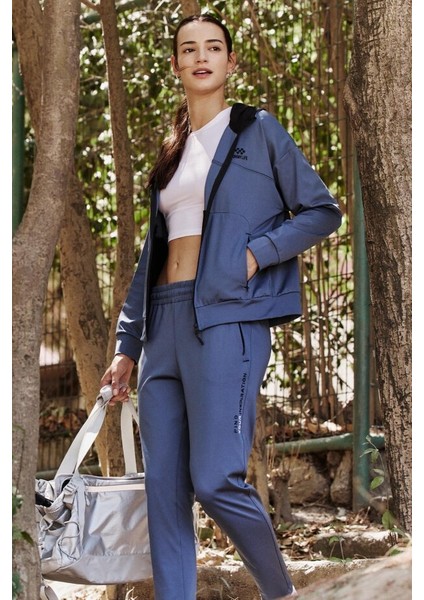 Petrol Kapüşonlu Gizli Cep Detaylı Standart Kalıp Kadın Eşofman Takımı - 95306 fiyatları