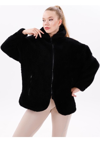 Kadın Peluş Rüzgar Geçirmez Welsoft Çift Kışlık Mont Kaban