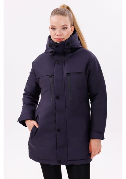 Kadın Polarlı Kürklü Su ve Rüzgar Geçirmez Kapüşonlu Kışlık Mont & Kaban & Parka