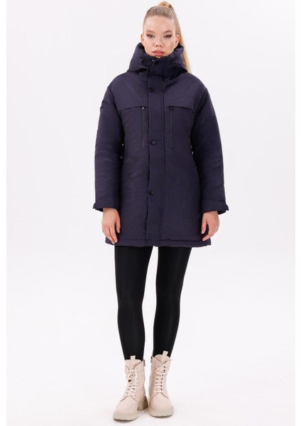 Kadın Polarlı Kürklü Su ve Rüzgar Geçirmez Kapüşonlu Kışlık Mont & Kaban & Parka