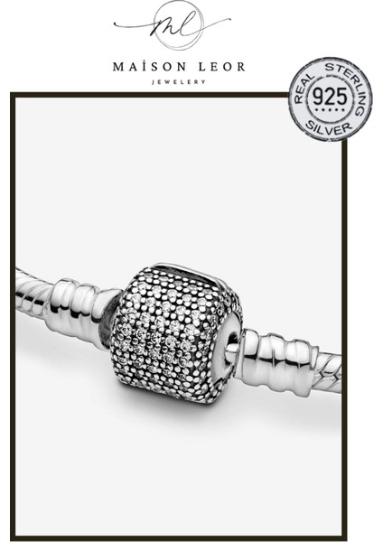 Silindir Klipsli Gümüş Bileklik Charm Taşıyıcı