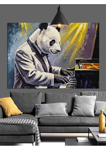 Piyano Çalan Panda Dekoratif Kanvas - Mdf Ahşap Tablo modelleri