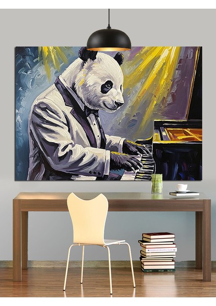 Piyano Çalan Panda Dekoratif Kanvas - Mdf Ahşap Tablo indirimleri