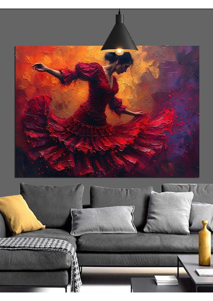 Kırmızı Flamenco Dans Dekoratif Kanvas - Mdf Ahşap Tablo fırsatları