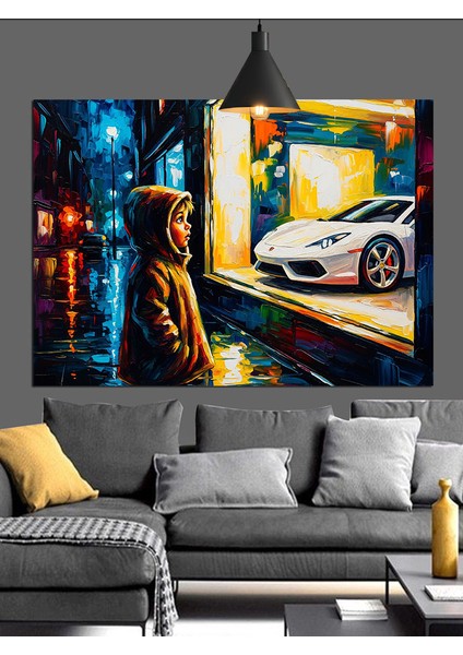 Vitrin Önü Spor Araba Dekoratif Kanvas - Mdf Ahşap Tablo