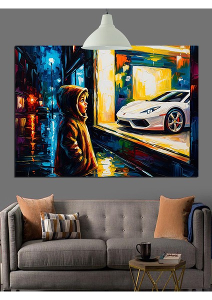 Vitrin Önü Spor Araba Dekoratif Kanvas - Mdf Ahşap Tablo fiyatları