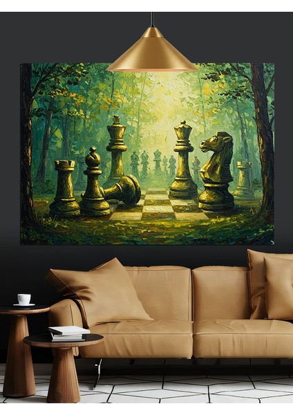 Orman Satranç Tahtası Dekoratif Kanvas - Mdf Ahşap Tablo modelleri