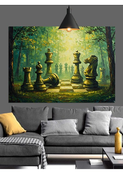 Orman Satranç Tahtası Dekoratif Kanvas - Mdf Ahşap Tablo fırsatları