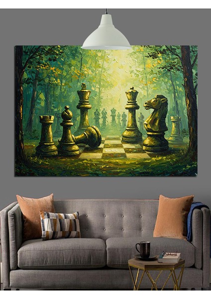 Orman Satranç Tahtası Dekoratif Kanvas - Mdf Ahşap Tablo indirimleri