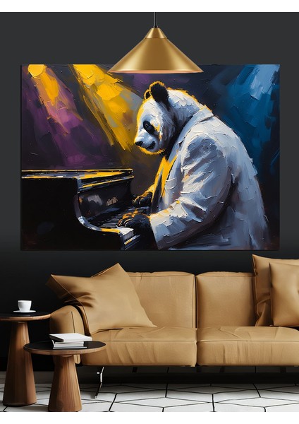 Piyano Çalan Panda Dekoratif Kanvas - Mdf Ahşap Tablo modelleri