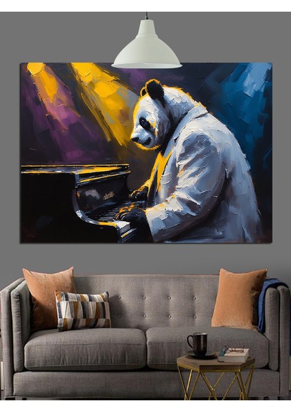 Piyano Çalan Panda Dekoratif Kanvas - Mdf Ahşap Tablo indirimleri
