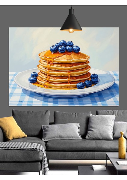 Yaban Mavi Pancake Dekoratif Kanvas - Mdf Ahşap Tablo
