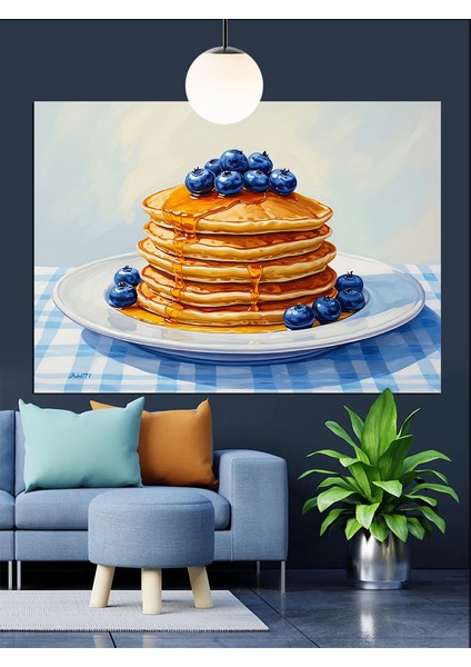 Yaban Mavi Pancake Dekoratif Kanvas - Mdf Ahşap Tablo fırsatları