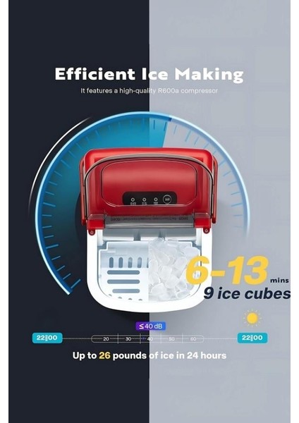 Eko Set Üstü Buz Makinesi 12 Kg Kırmızı