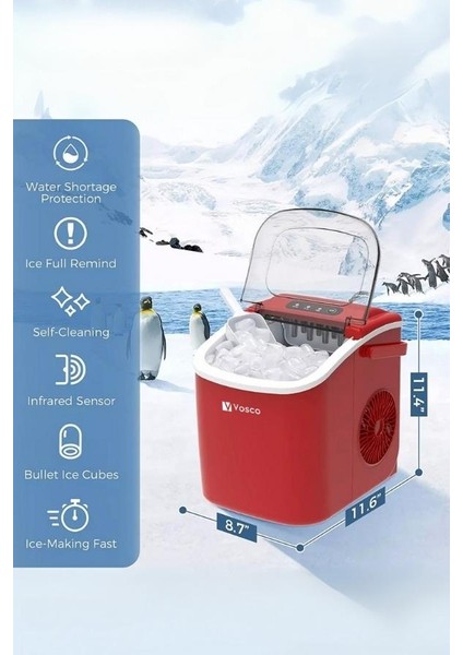Eko Set Üstü Buz Makinesi 12 Kg Kırmızı