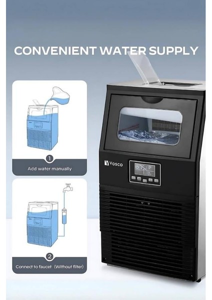 Buz Makinesi 23 Kg/Gün Küp Buz Siyah