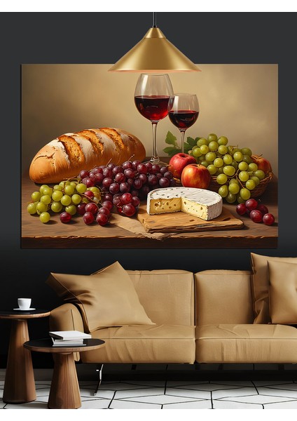 Şarap ve Meyve Sofrası Dekoratif Kanvas - Mdf Ahşap Tablo modelleri