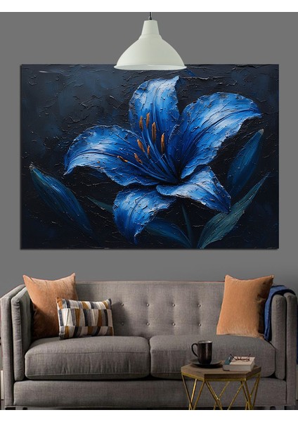 Mavi Iris Çiçek Dekoratif Kanvas - Mdf Ahşap Tablo