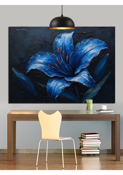 Mavi Iris Çiçek Dekoratif Kanvas - Mdf Ahşap Tablo fiyatları