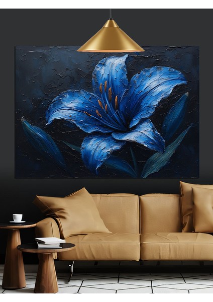 Mavi Iris Çiçek Dekoratif Kanvas - Mdf Ahşap Tablo fırsatları