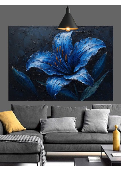 Mavi Iris Çiçek Dekoratif Kanvas - Mdf Ahşap Tablo indirimleri