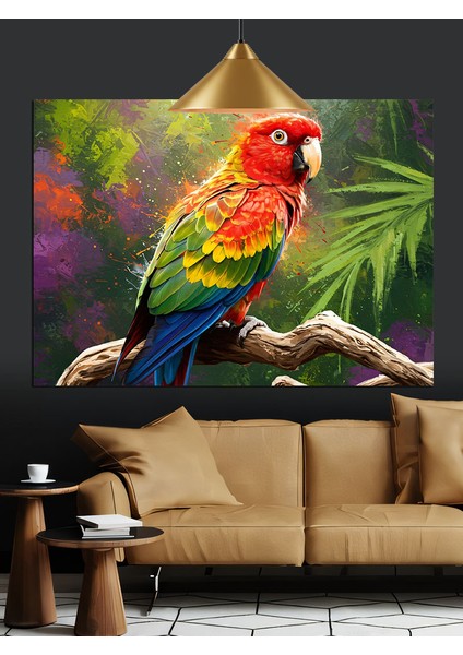 Yeşil Yaprak Papağan Dekoratif Kanvas - Mdf Ahşap Tablo fiyatları