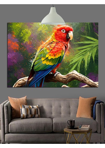 Yeşil Yaprak Papağan Dekoratif Kanvas - Mdf Ahşap Tablo fırsatları