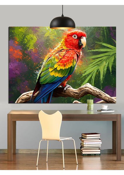 Yeşil Yaprak Papağan Dekoratif Kanvas - Mdf Ahşap Tablo indirimleri