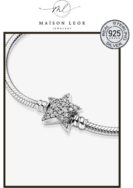 Asimetrik Yıldız Klipsli Bileklik Charm Taşıyıcı