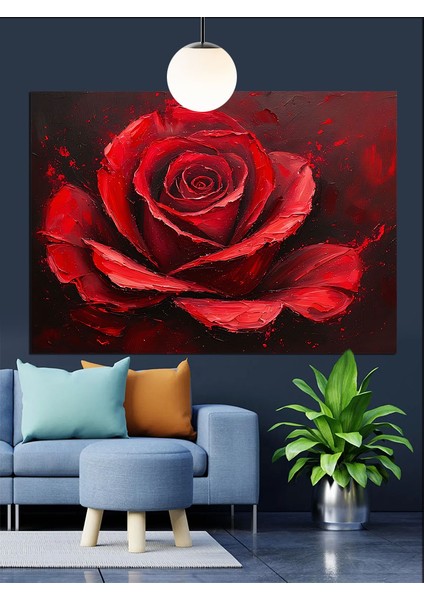 Kırmızı Gül Tablo Dekoratif Kanvas - Mdf Ahşap Tablo indirimleri