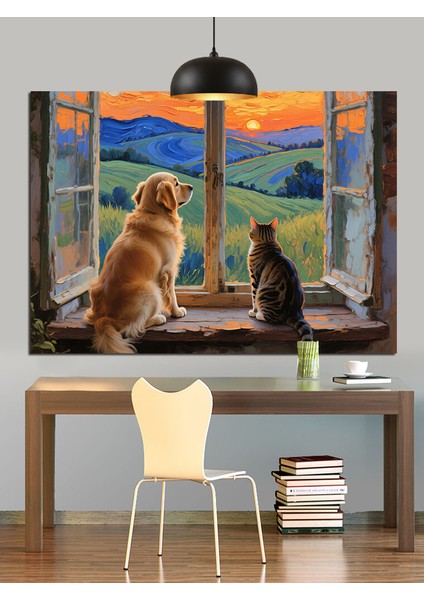 Pencere Önü Dostlar Dekoratif Kanvas - Mdf Ahşap Tablo indirimleri