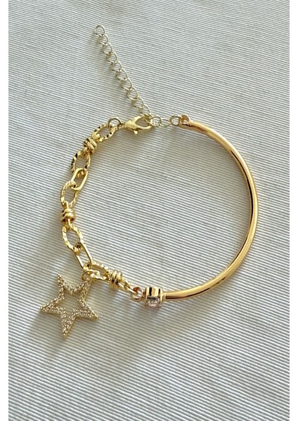 Kadın Bileklik 14K Renk Yarı Geçme Zirkon Yıldız Bileklik