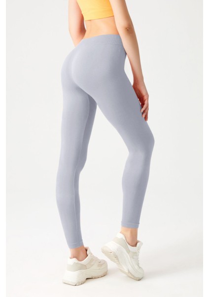 Gri Esnek ve Toparlayıcı Spor Tayt Basic Seamless