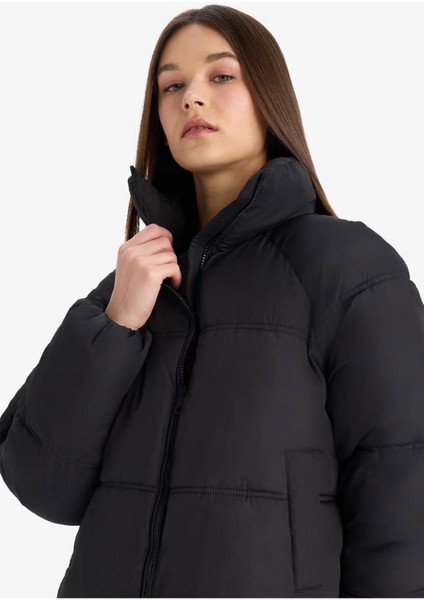 Su Geçirmez Regular Fit Dik Yaka Fermuarlı Şişme Mont E8690AX25AU indirimleri