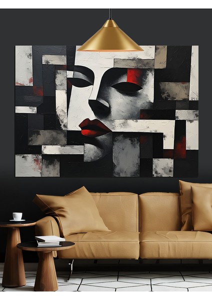 Soyut Yüz Maskeli Kadın Dekoratif Kanvas - Mdf Ahşap Tablo fiyatları