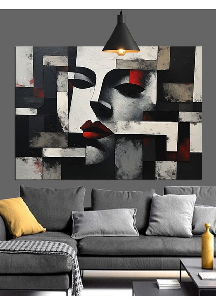 Soyut Yüz Maskeli Kadın Dekoratif Kanvas - Mdf Ahşap Tablo modelleri