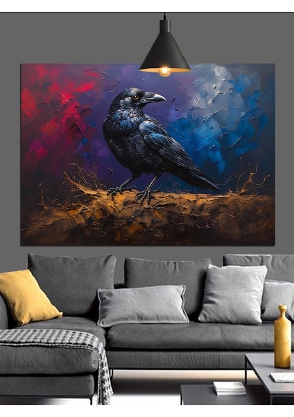Siyah Kuzgun Tablo Dekoratif Kanvas - Mdf Ahşap Tablo modelleri